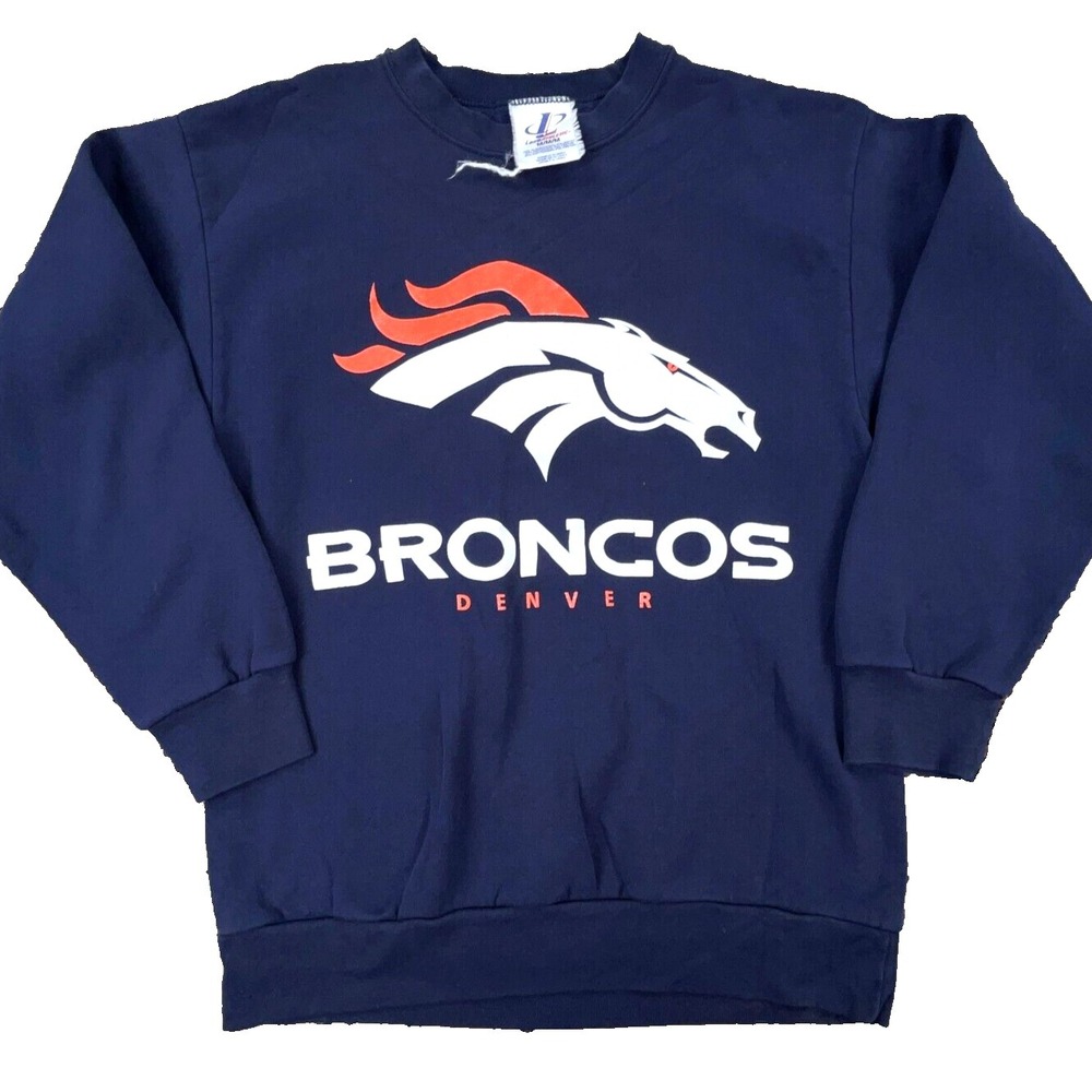 Vintage Denver Broncos Sweatshirt Men Medium Blue Crew‎ Neck Sweater 90s Y2K 42*